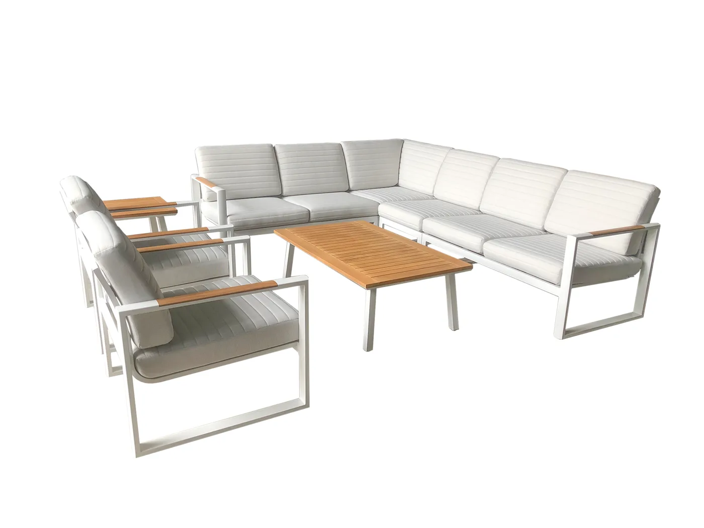 Bughaw L-shape sectional sofa set (navy, with coffee table + side table)