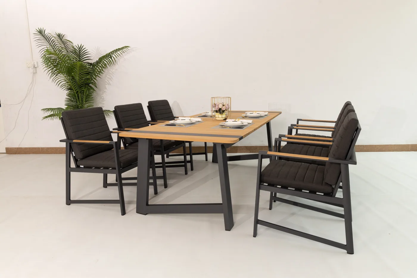 Bulan rectangular dining set (6-8 seat, incl. extendable)