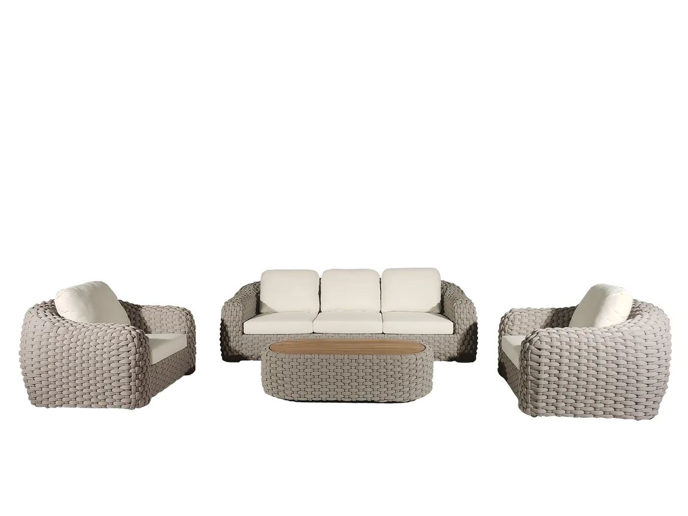 Sanga sofa set (loveseat + 2 chairs + tray table)